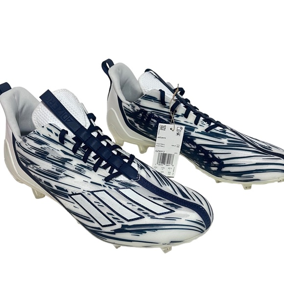 [GZ6912] Adidas Mens Adizero Cleats “White Team Navy Blue” Football Cleats - Picture 5 of 6